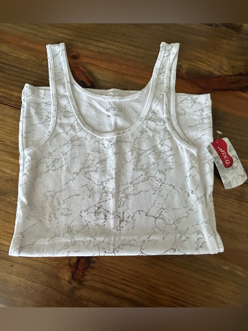✨BCG White Marble-Effect Racerback Tank
